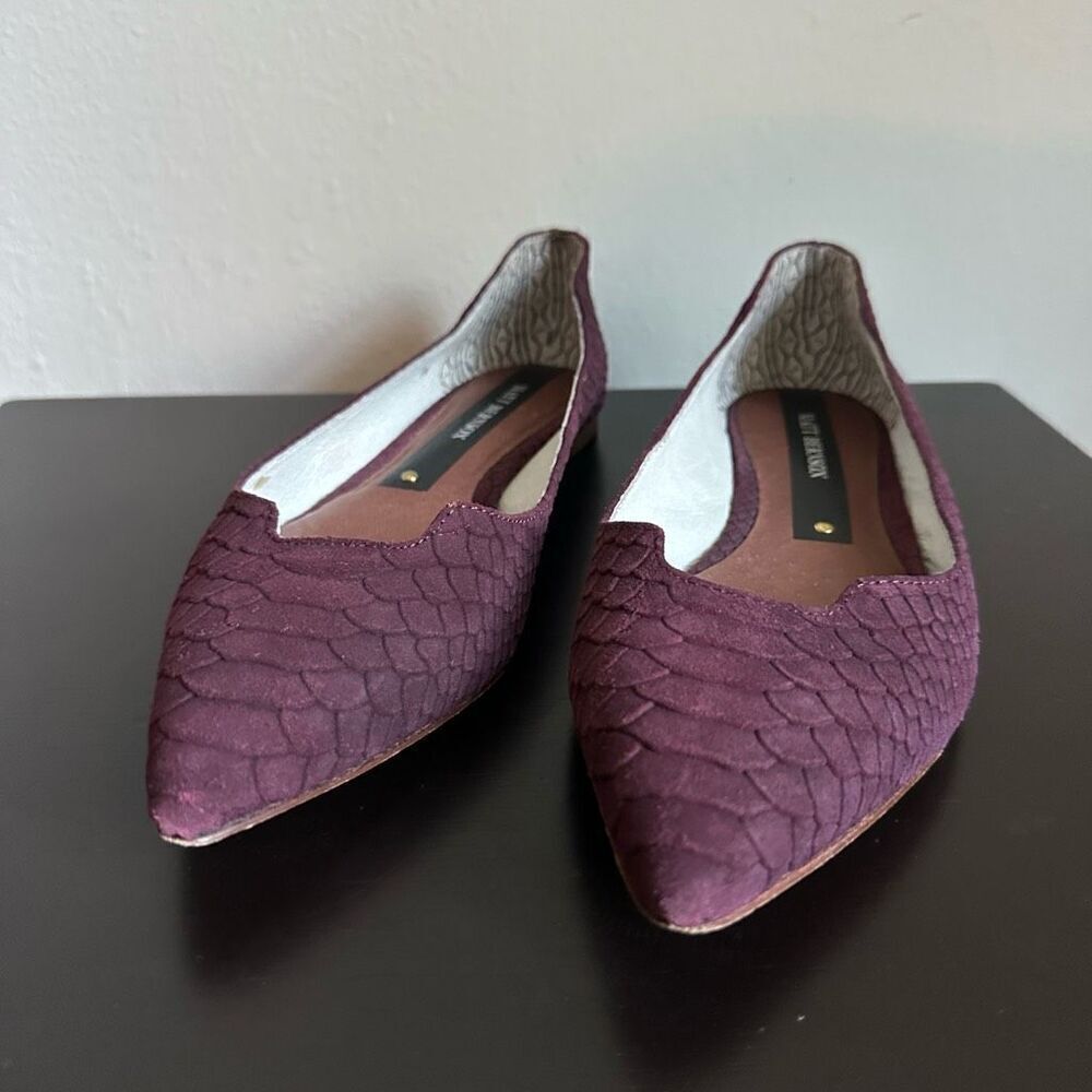 Matt Bernson Snake Pattern Maroon Pointed Toe Fla… - image 2
